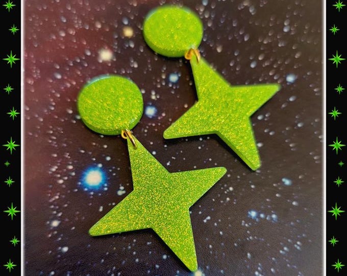 Lucite Spark & Dôme - Earrings - Starburst - Retro Star -  Bijoux Retro Atomic - Motel Star - 1950s - Mid-Century Modern - Glitter Paradise®