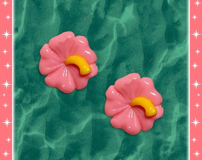 Hibiscus – Boucles d’Oreilles – Vintage Exotica – Bijoux Exotiques 1950 – Bijoux Hula Girl – Boucles d’Oreilles Hibiscus – Glitter Paradise®
