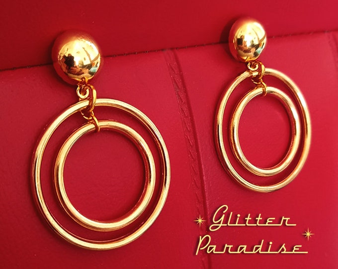 Marilyn Double Hoops - Earrings - 50's Retro Hoops - Pinup Hoops - Doublr Gold Hoops Earrings - Marilyn Hoops Earrings - Glitter Paradise®