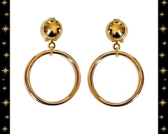 Marilyn Hoops Gold - Boucles d'Oreilles - Créoles avec Dômes - Créoles Rétro Style Années 1950 - Bijoux Rétro Pinup 50s - Glitter Paradise®