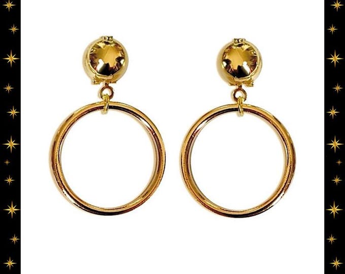 Marilyn Hoops Gold - Boucles d'Oreilles - Créoles avec Dômes - Créoles Rétro Style Années 1950 - Bijoux Rétro Pinup 50s - Glitter Paradise®