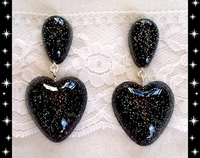 Lucite Heart & Drops - Earrings - Confetti Lucite - True Love Earrings - Valentine's - Vintage Inspired - Heart Earrings - Glitter Paradise®