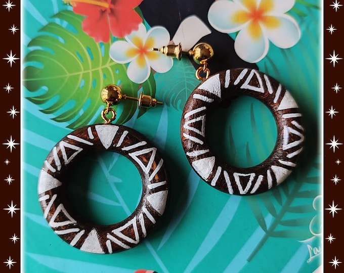 Hawaiian Tapa Hoops Maui - Earrings - Tapa Jewelry - Hawaiian Tapa Kapa - Hawaiian Tapa Kapa Earrings - Hawaiian Jewelry - Glitter Paradise®