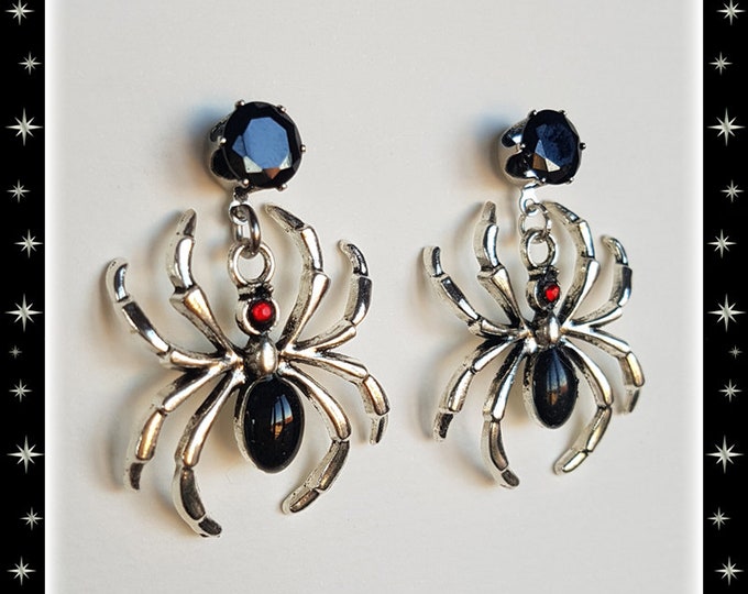 Spider Deluxe - Earrings - Retro Halloween Jewelry - Gothic Chic - Spiderweb Earrings - Gothic Lolita - Ghoul Jewelries - Glitter Paradise®