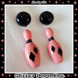 Fakelite Bowling Pin & Ball - Earrings - Bowling Skittles Earrings - Retro Bowling - Vintage Bowling - Bowling Jewelries - Glitter Paradise®