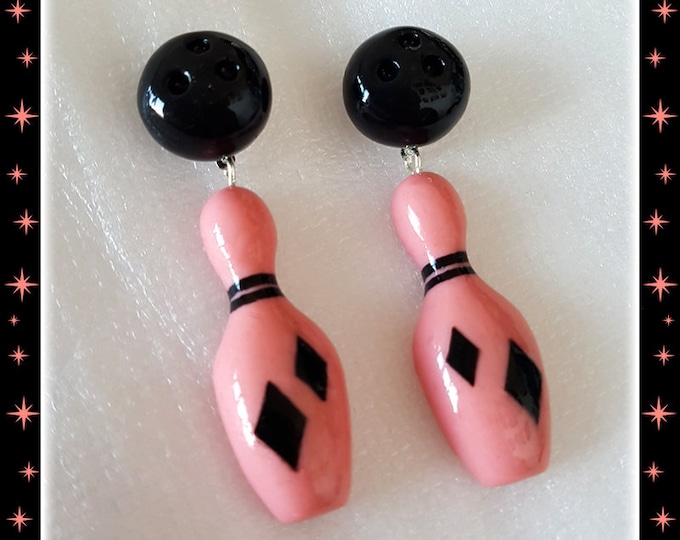 Fakelite Bowling Pin & Ball - Earrings - Bowling Skittles Earrings - Retro Bowling - Vintage Bowling - Bowling Jewelries - Glitter Paradise®