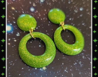 Baby Lucite Hoops & Dômes - Earrings - Confetti Lucite - Glitter Hoops Earrings - Retro Hoops - Pinup Hoops - 1950 Jewel - Glitter Paradise®