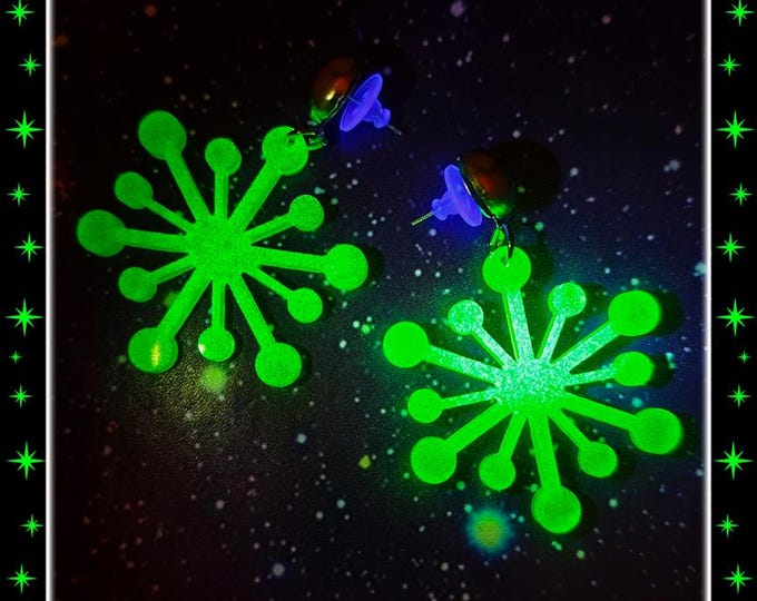 Uranium Sputnik - Earrings – Atomic Age – Spae Age Jewelry – Radioactive Uranium Glass Style – Glow in the Dark Earrings – Glitter Paradise®