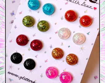 Confetti Lucite Baby Dômes - Ohrringe - Confetti Lucite - Glitter Domes - Retro Ohrringe - Pinup 50s - Pin-up Schmuck - Glitter Paradise®