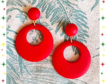 Retro Hoops & Dômes Matte - Earrings - Hoops Earrings - Retro 1950s Hoops and Domes - Pinup Hoops Earrings - Color Hoops - Glitter Paradise®