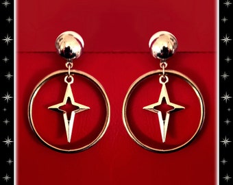 Marilyn Hoops Mid-Century - Boucles d'Oreilles - Créoles avec Dômes - Créoles Rétro Style Années 50 - Bijoux Rétro Pinup - Glitter Paradise®