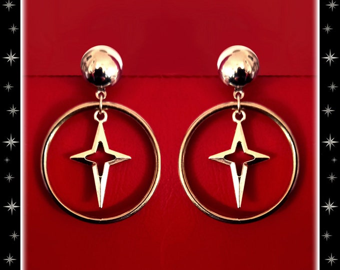 Marilyn Hoops Mid-Century - Boucles d'Oreilles - Créoles avec Dômes - Créoles Rétro Style Années 50 - Bijoux Rétro Pinup - Glitter Paradise®