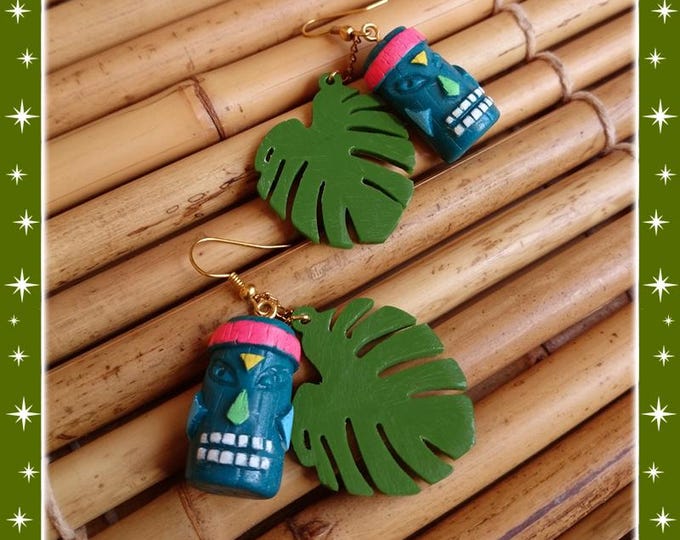 Tiki Rainbow - Earrings - Tiki Jewelry - Aloha - Oasis - Vintage Exotica - Tikis - Totem - Tropical - Wahine - Exotic - Glitter Paradise®