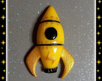 Retro Rocket Ship Brooch: 50s Atomic Space Jewelry
