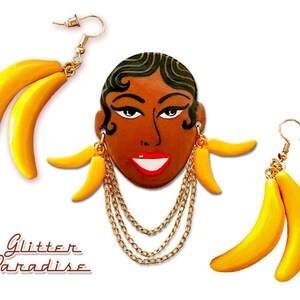 Josephine Vintage Replica Brooch Jo Baker Black Venus Charleston Burlesque Queen Banana Jewelry Glitter Paradise® image 4