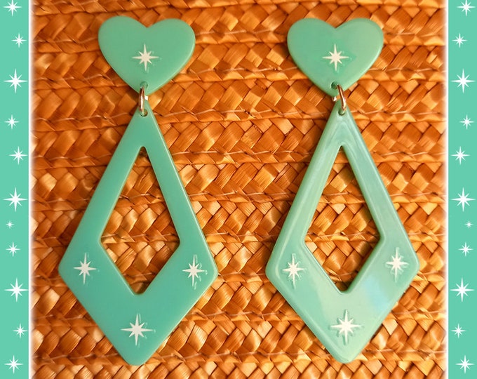 Atomic Kite Love - Earrings - Mid-Century Modern - Starlite Motel - Retro Kite Hoops Earrings - Vintage Inspired Jewelry - Glitter Paradise®
