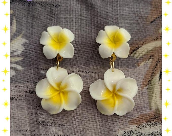 Double Plumeria – Earrings – Frangipani Flowers Jewelry – Frangipani Jewelry – Vahine Jewelry - Frangipani Earrings – Glitter Paradise®