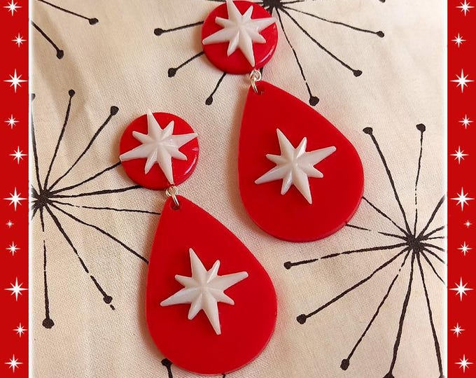 Starlite Motel Drop Saucer - Earrings - Starlite - Retro Star - Retro Motel Sign - Motel Star 1950s Mid-Century Modern - Glitter Paradise®