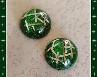 Lucite Dômes Silver Tinsel Bars - Earrings - Confetti Lucite - Mid-Century Modern - Retro Earrings - Vintage Inspired - Glitter Paradise®