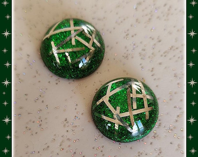 Lucite Dômes Silver Tinsel Bars - Earrings - Confetti Lucite - Mid-Century Modern - Retro Earrings - Vintage Inspired - Glitter Paradise®