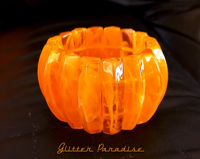 Pumpkin - Bracelet - Mid-Century Modern - Retro Halloween Accessories - Vintage Halloween - Pumpkin Jewelry - Pumpkin - Glitter Paradise®