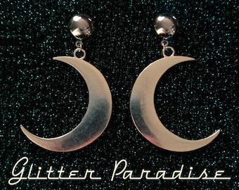 Crescent Moon - Earrings - Moon Earrings - Wicca - Coven - Witch - 50s Magic - Moon Child - Pagan - Retro Moon Earrings - Glitter Paradise®