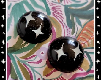 Lucite Dômes Spark White - Earrings - Confetti Lucite Domes - Lucite - Spark Earrings - Sparks Jewelry - Retro Sparks - Glitter Paradise®