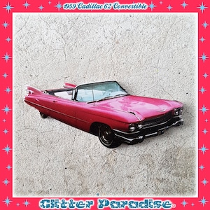59 Cadillac Eldorado - Brosche - Rosa Cadillac - Vintage Cadillac - Retro Cadillac - 50er Vintage altes Auto - Vintage Car - Glitter Paradise®