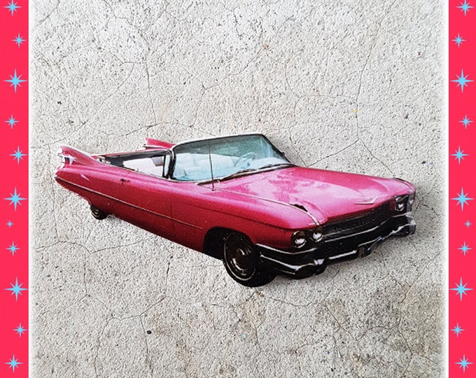 59 Cadillac Eldorado - Brooch - Pink Cadillac - Vintage Cadillac - Retro Cadillac - 50's Vintage Old Car - Vintage Car - Glitter Paradise®