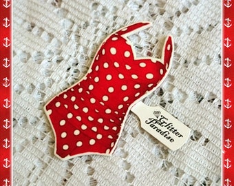 Retro Polka Dot Red - Brooch - Swimsuit - Polka Dots - Summer - Retro - 50s - Beach - Swim - Vintage Swimsuit - Pin-up - Glitter Paradise®