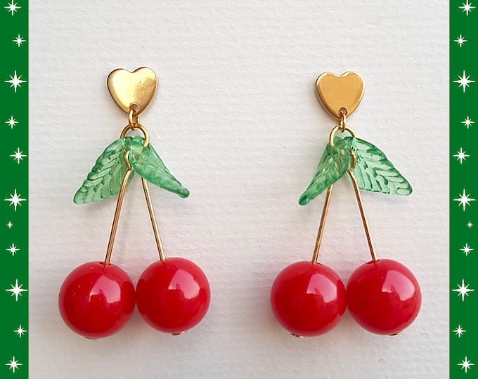 Love Cherries - Earrings - Cherry - Sweet Cherries - Pinup - Retro - Rockabilly - Cherry Jewelry - Pin-up Jewelry - Glitter Paradise®