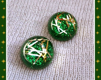 Lucite Dômes Tinsel Bars - Earrings - Confetti Lucite - Mid-Century Modern - Retro Earrings - 50s - Vintage Inspired - Glitter Paradise®