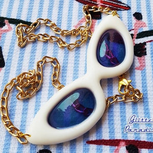 59s Shades Necklace 50s Jewelry Retro Necklace Cat's Eye Glasses Cat's Eye Sunglasses Retro Shades Cat-Eye Glitter Paradise® image 8