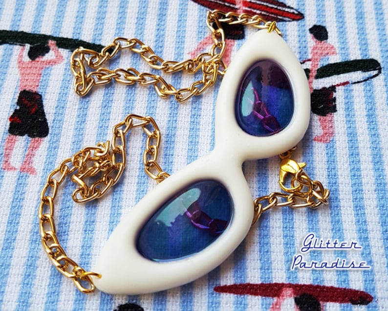 59s Shades Necklace 50s Jewelry Retro Necklace Cat's Eye Glasses Cat's Eye Sunglasses Retro Shades Cat-Eye Glitter Paradise® image 8