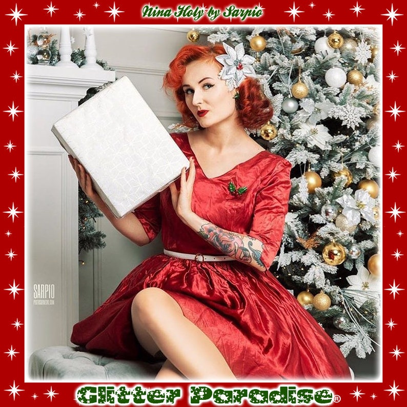Weihnachten Holly Ohrringe Retro Weihnachten Frohe Weihnachten Holly Beeren Winter Holly Schmuck Glitter Paradise® Bild 4