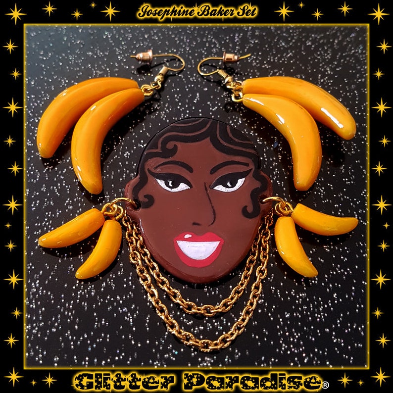 Josephine Vintage Replica Brooch Jo Baker Black Venus Charleston Burlesque Queen Banana Jewelry Glitter Paradise® image 9
