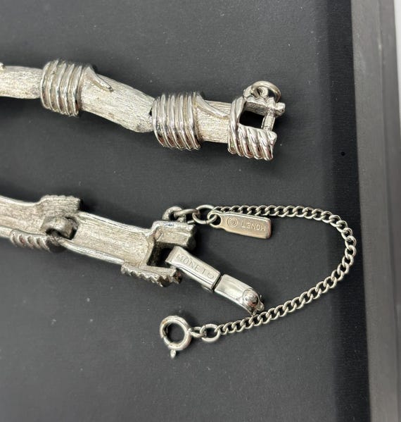 Monet bamboo linked smooth and textured silver to… - image 8