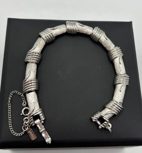 Monet bamboo linked smooth and textured silver to… - image 2