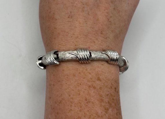 Monet bamboo linked smooth and textured silver to… - image 1