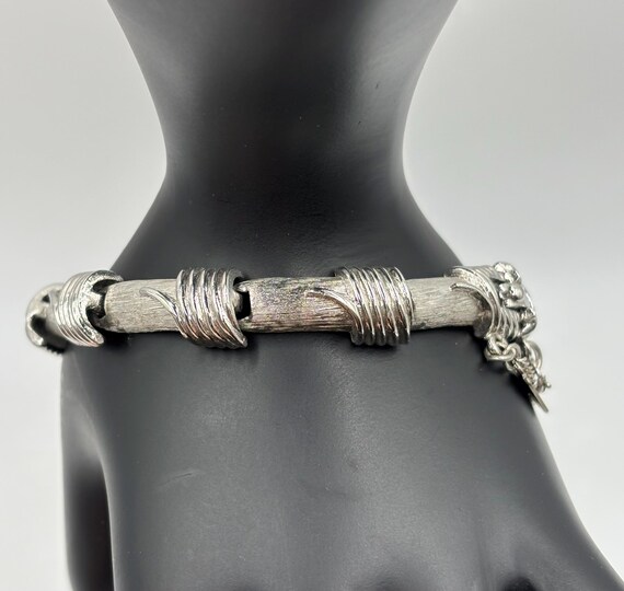 Monet bamboo linked smooth and textured silver to… - image 4