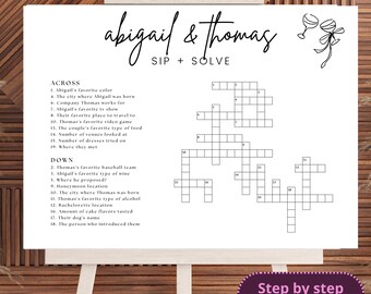 Personalisierte Hochzeit Kreuzworträtsel Vorlage: Brautparty Spiel (Digitaler Download)
