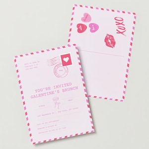 Bearbeitbare Galentine's Day Einladung Canva Vorlage | Vintage Postkarte Party Einladen | Printable & Digitale Mädchen Brunch-Einladung