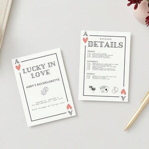 Lucky in Love Bachelorette Invitation &amp; Itinerary Template | Playing ...