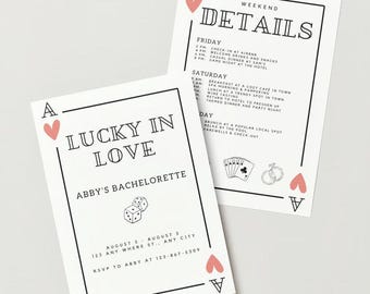 Lucky in Love Bachelorette Invitation Template: Casino Theme (Digital Download)