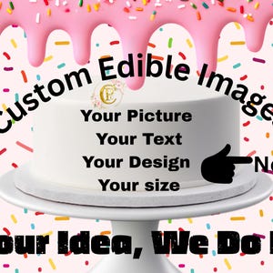 Custom Edible Image, Personalized Cake Topper, Edible Frosting Sheet with Your Photo or Design