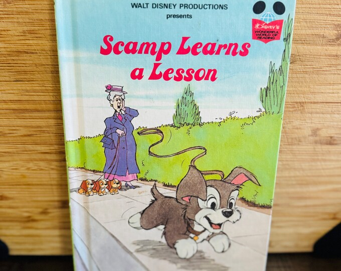 Walt Disney Productions Presents Scamp Learns A Lesson Vintage Children’s Book 1970s