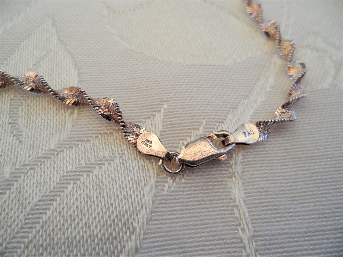 Stamped FAS 925 ITALY Sterling Silver 2 Tone 18 Twisted Etsy