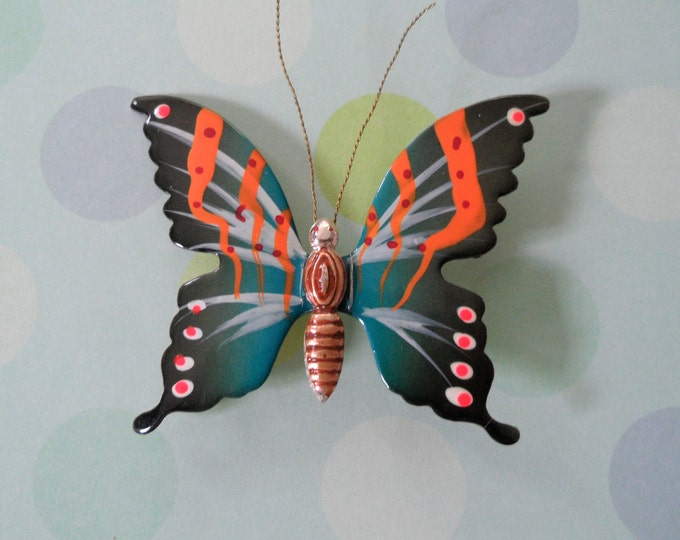 Lovely Multicolor Enameled Butterfly Brooch Pin