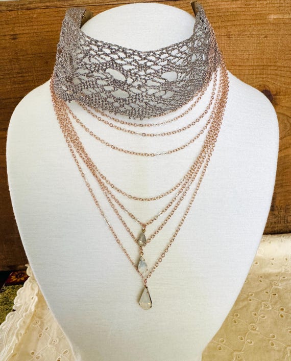 Multi Layer Choker Necklace - image 3