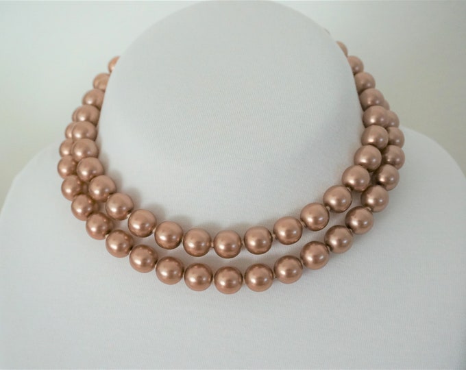 Joan Rivers Light Brown/Caramel Color Beaded 10 MM Knotted Necklace